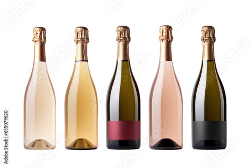 Champagne bottles isolated on transparent background,Transparency 
