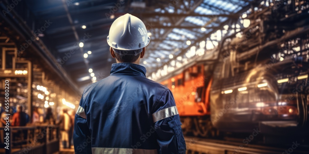 an engineer technician watching a team of workers on a tall steel platform. Engineer technicians are looking at and analyzing unfinished construction projects. an engineer technician watching a team of workers on a tall steel platform. Engineer technicians are looking at and analyzing unfinished construction projects.
