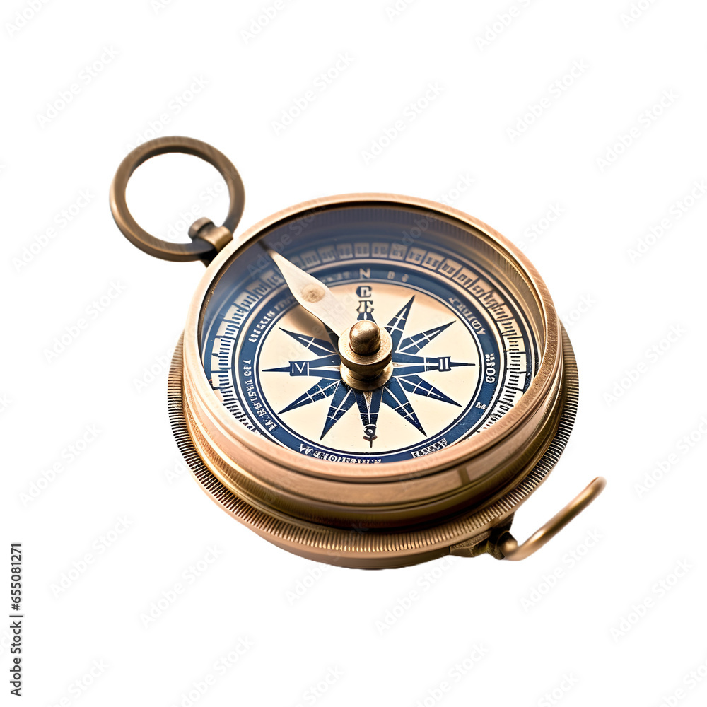old compass isolated on white, Generative Ai old compass isolated on white, Generative Ai