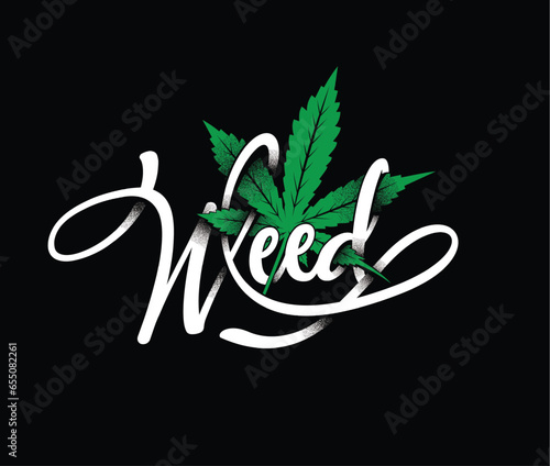 weed text logo vector illustration