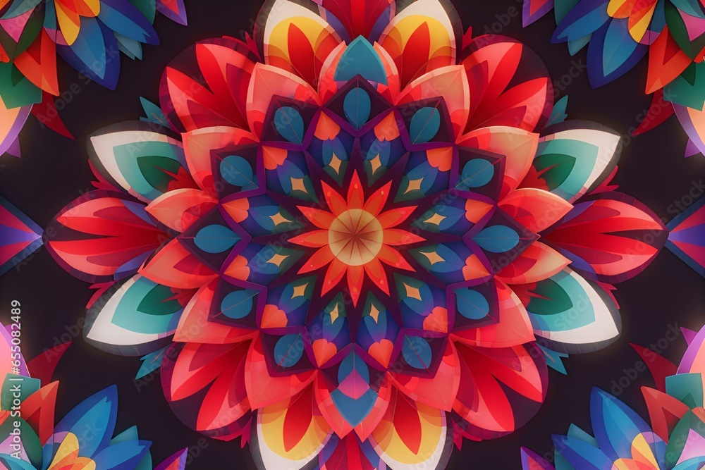 a kaleidoscope-like vector image with geometric flowers and symmetry. a kaleidoscope-like vector image with geometric flowers and symmetry.