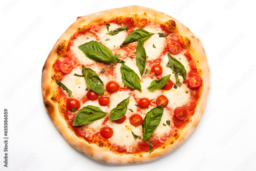 Cheese tomato pizza isolated on white background Cheese tomato pizza isolated on white background