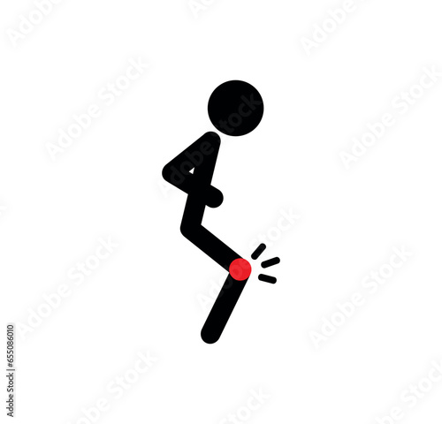 knee pain icon on white background