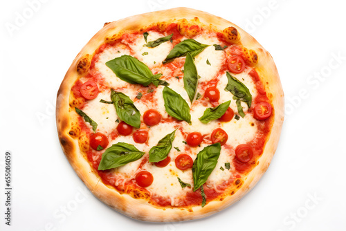 Cheese tomato pizza isolated on white background