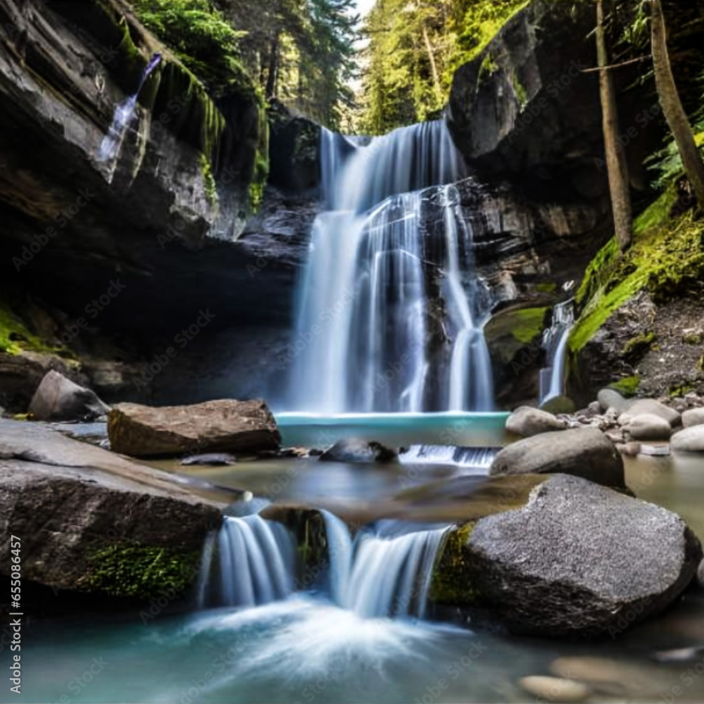 Obraz premium Crystal clear waterfall