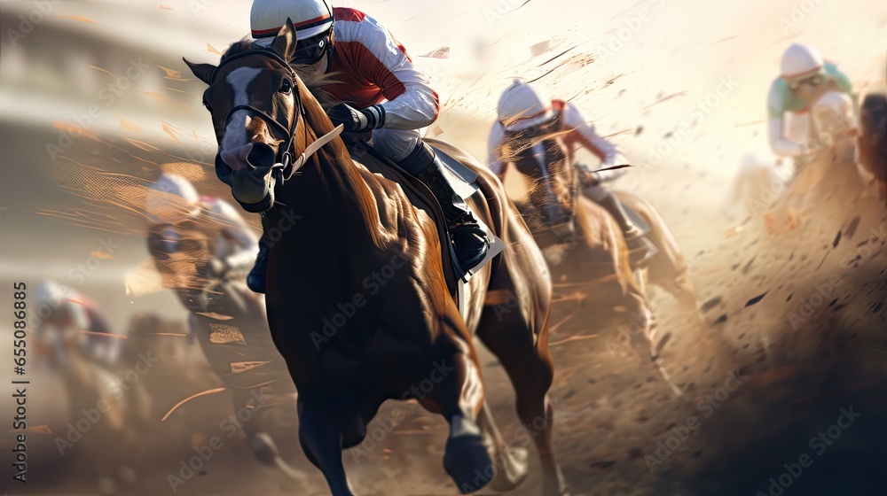 Fototapeta premium horse race action Motion blur effect