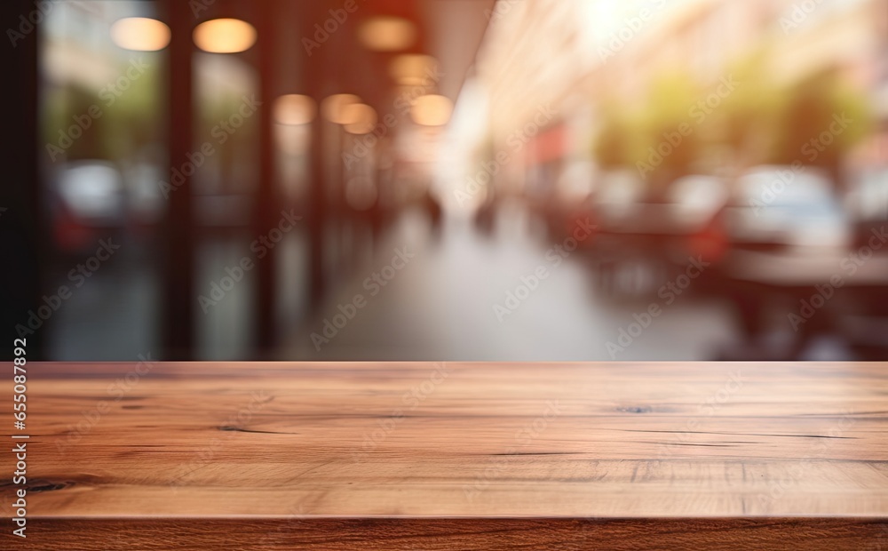 Wood paneled hideaway. Vintage chic. Retro vibe of cozy cafe. Coffee shop blur. Place of comfort and relaxation. Cafeteria elegance. Wooden table surfaces and bokeh dreams