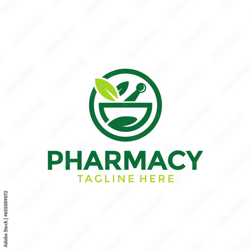 pharmacy logo circle smile vector . illustration of herbal leaves of ...