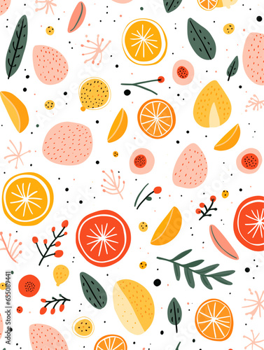 Colorful lines dots shapes floral seamless pattern background. Good for fashion fabrics, children’s clothing, T-shirts, postcards, email header, wallpaper, banner, posters, events, covers, and more.