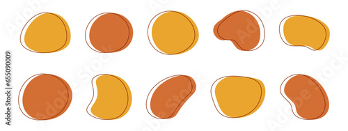 かわいい抽象的なゆるゆるフレーム 流体シェイプ　流動体　Set of cute abstract shapes.Vector loose frame.