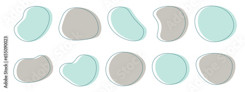 かわいい抽象的なゆるゆるフレーム 流体シェイプ　流動体　Set of cute abstract shapes.Vector loose frame.