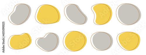 かわいい抽象的なゆるゆるフレーム 流体シェイプ　流動体　Set of cute abstract shapes.Vector loose frame.