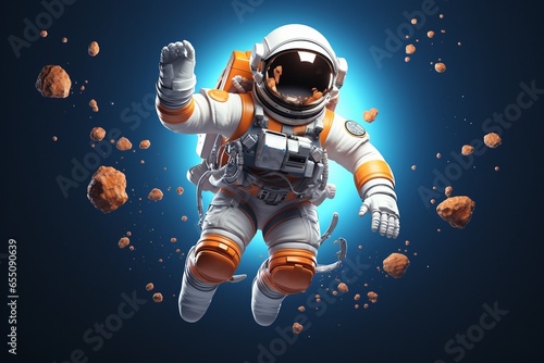 3D astronaut exploring space © Flowstudio