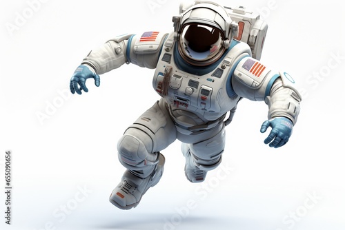 3d illustration of astronaut flying in space