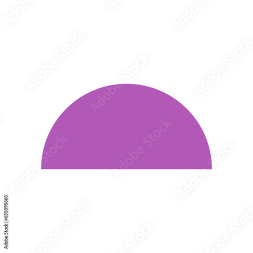 purple semicircle basic 2d shapes isolated, geometric semicircle icon