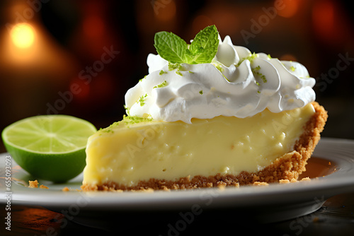 Key lime pie close up photo