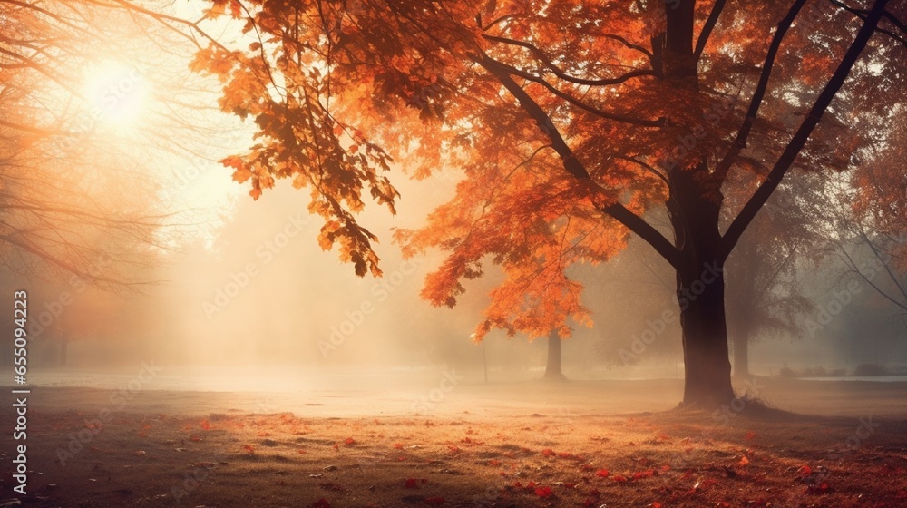 Autumn. Scene from the fall. A lovely autumnal park. Nature scene of beauty. 