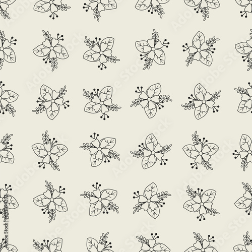 Flower bouquet line art seamless pattern. Suitable for backgrounds  wallpapers  fabrics  textiles  wrapping papers  printed materials  and many more.