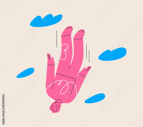 Freedom. Women fly down independent future. Colorful vector illustration