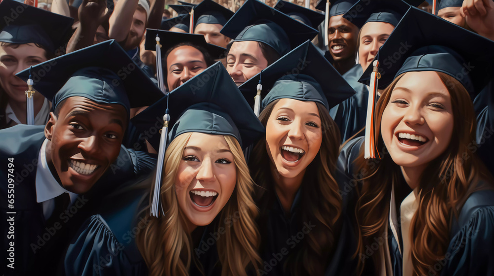 Obraz premium selfie of a celebration Group of high school graduates