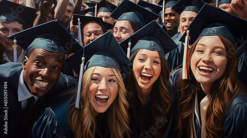selfie of a celebration Group of high school graduates