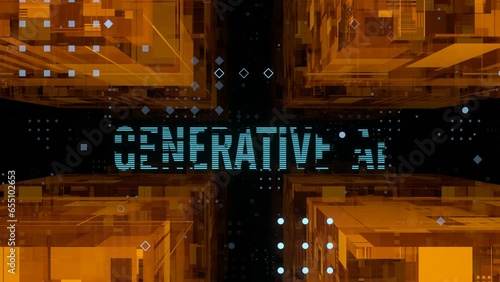 Generative AI. Abstract Artificial Intelligence technology background. 3D rendering footage.