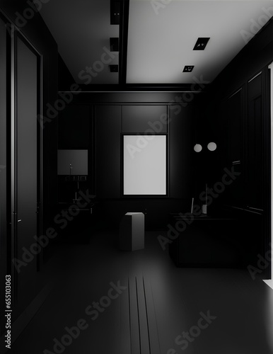 Beautiful Simple modern black and white living room  Modern luxury living room interior background  living room interior mockup  interior with black walls  dark interior of liviinterior generative Ai 