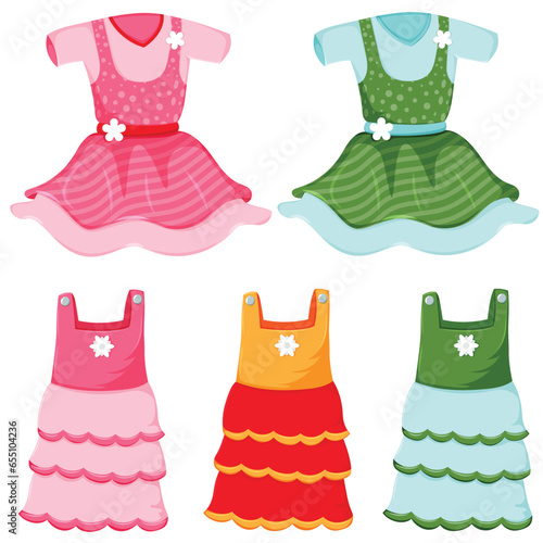 Set of girl and baby girl dress in multiple colors