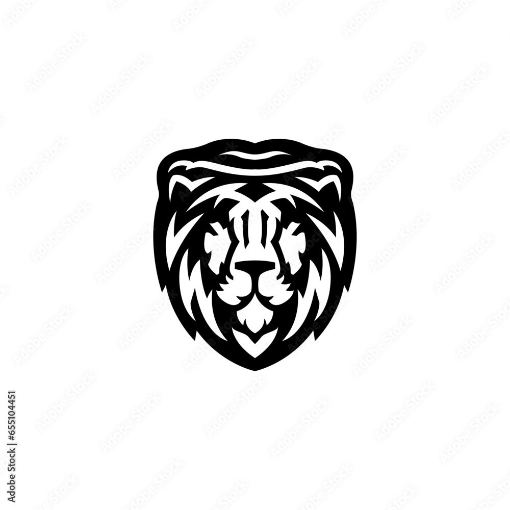 Vector black lion logo vector icon illustration 