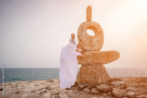 Photography Woman sea stone