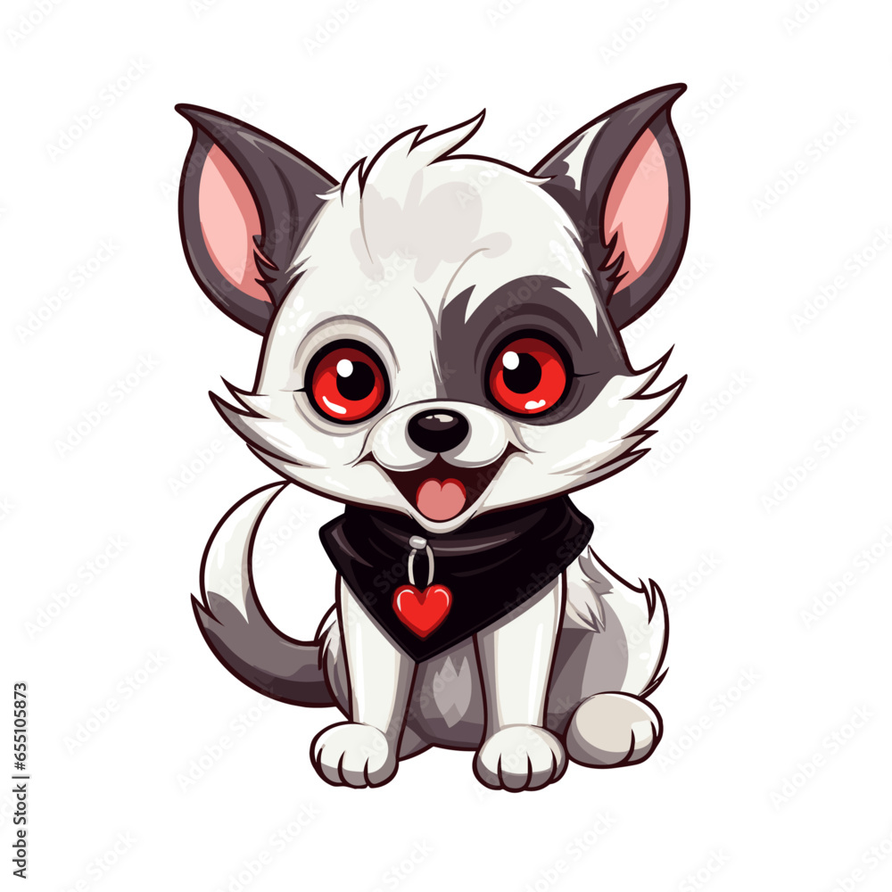 Vector clipart, cute vampire dracula dog vector clipart, fall autumn halloween drawing. Good for fashion fabrics, postcards, email header, wallpaper, banner, advertising, and more.