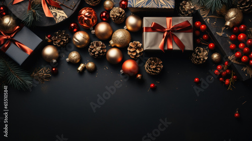 Christmas Greeting Card Mockup on Dark Background, Generative AI