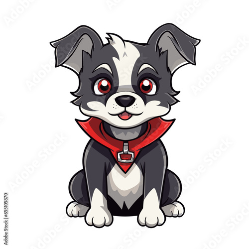 Vector clipart, cute vampire dracula dog vector clipart, fall autumn halloween drawing. Good for fashion fabrics, postcards, email header, wallpaper, banner, advertising, and more.