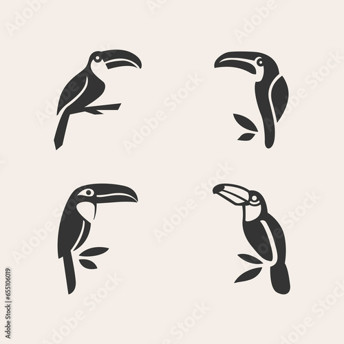 Vector silhouette toucan bird logo vector icon illustration