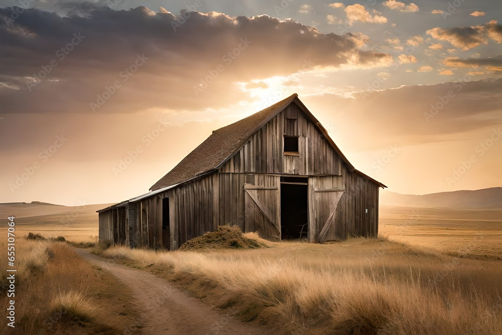 old barn in the field Generated Ai old barn in the field Generated Ai