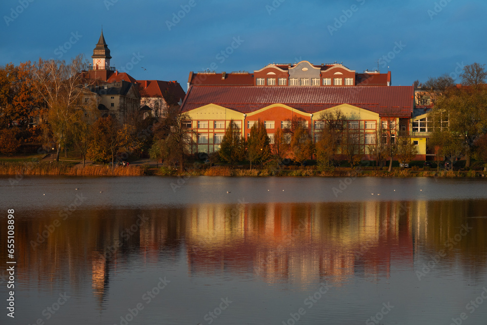 2022-11-02 view of the city of Ilawa near Lake Lezorak Poland