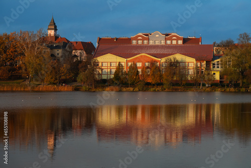 2022-11-02 view of the city of Ilawa near Lake Lezorak Poland