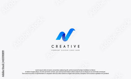 Initial letter N wave logo design. letter N wave usable for business and technology logos. flat vector logo template.
