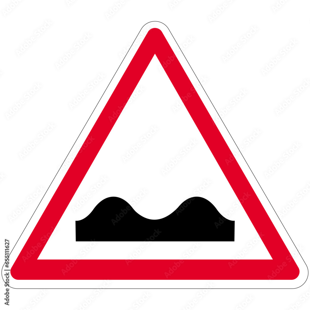 Panneau de danger Cassis ou dos d'âne - A2a Panneau de danger Cassis ou dos d'âne - A2a