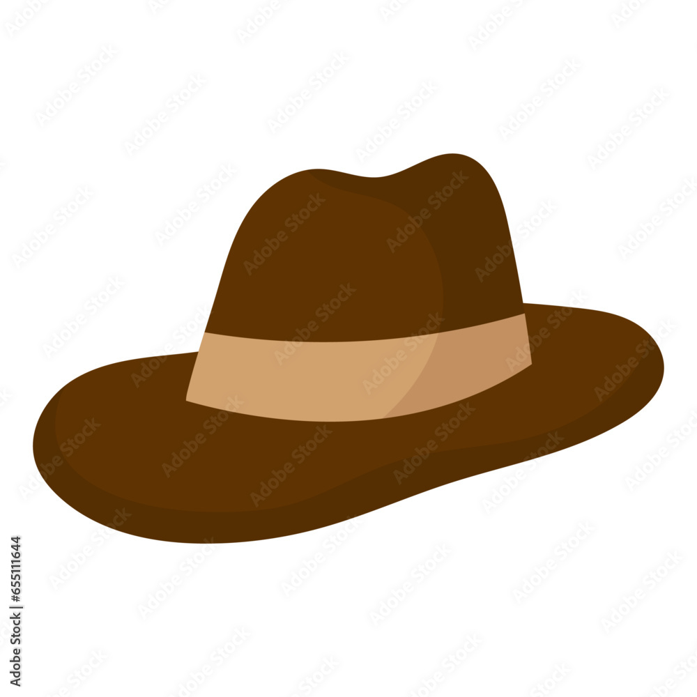Vector brown stylish hat on white background Vector brown stylish hat on white background