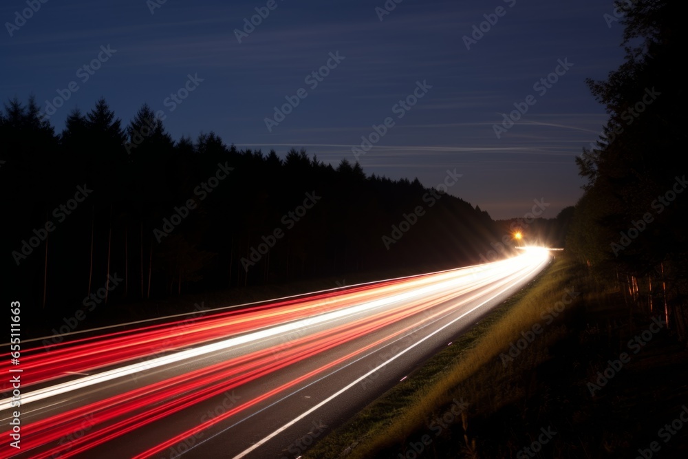 Night city traffic blurred cars long exposure lights evening highway lane movement fast transit car motion auto illuminated vehicle transportation street high speed light trails abstract background