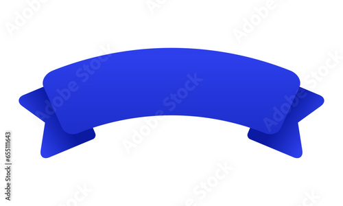 Vector blue ribbon on white background.