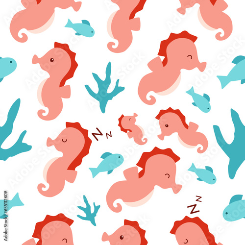 Seahorses Seamless Pattern