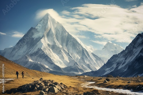 Scenic view of Broad Peak and K2. Generative AI photo