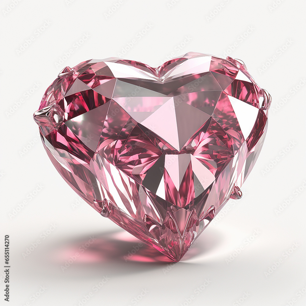 Beautiful pink color diamond stone white background AI Generated image