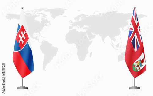 Slovakia and Bermuda flags for official meeting