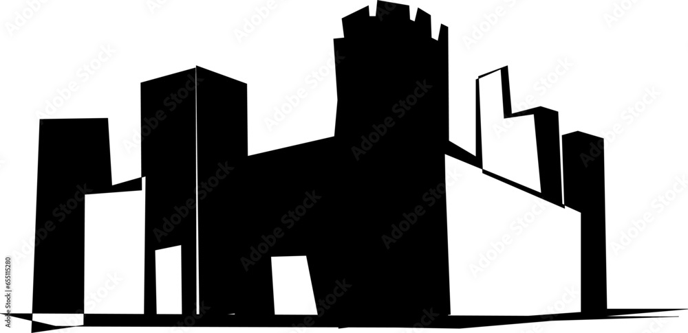 sketch of a castle. Illustration of the castle on a white background	
