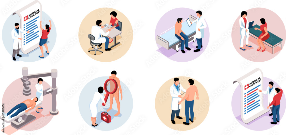 Fototapeta premium Isometric Health Checkup Compositions