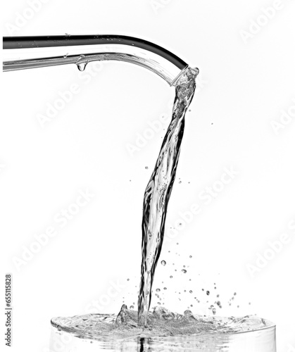Water flowing from a tap, isolated on a transparent background.