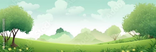 Simple and minimalistic green nature and landscape background, illustration banner for design